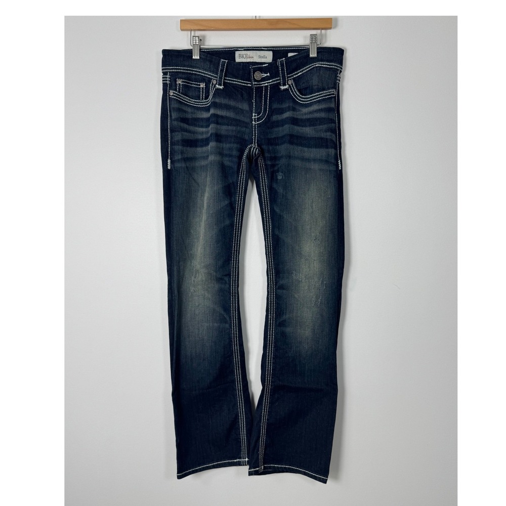 BKE Women's Dark Indigo Boot Cut Jeans with Contrast Stitching